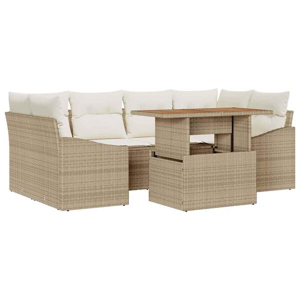 vidaXL Ensemble de salle &agrave; manger pour jardin 7 pcs Beige et cr&egrave;me