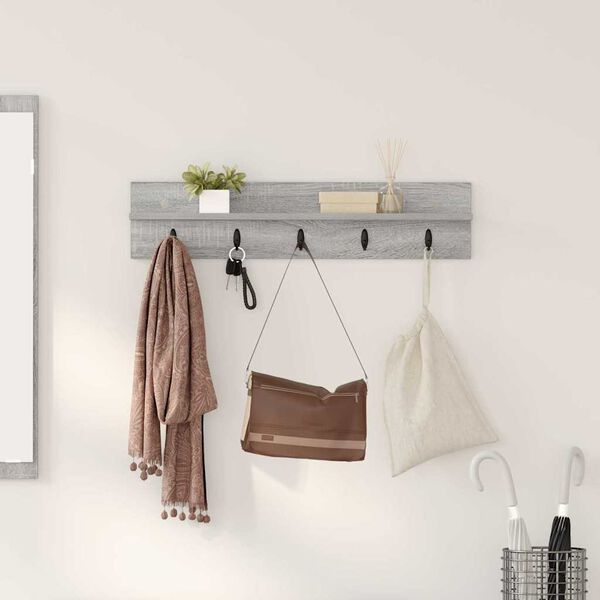 vidaXL Porte-manteau mural Montage mural Gris Sonoma 80 x 10,5 x 18 cm