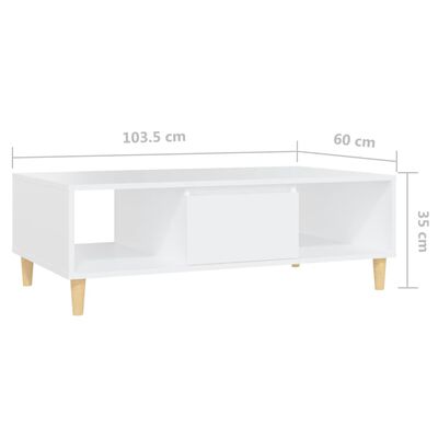 vidaXL Table basse Blanc 103,5x60x35 cm Aggloméré
