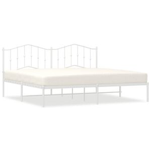 vidaXL Cadre de lit m&eacute;tal sans matelas et t&ecirc;te de lit blanc 193x203 cm