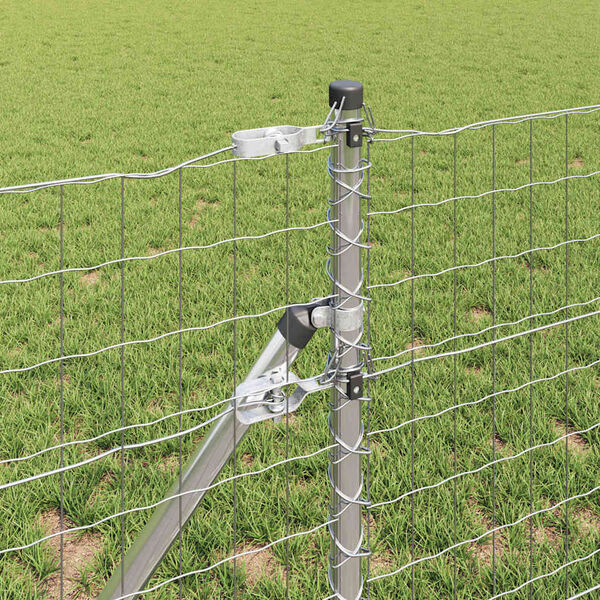 vidaXL Cl&ocirc;ture avec poteau Argent&eacute; 0,4 x 10 m Acier et PVC