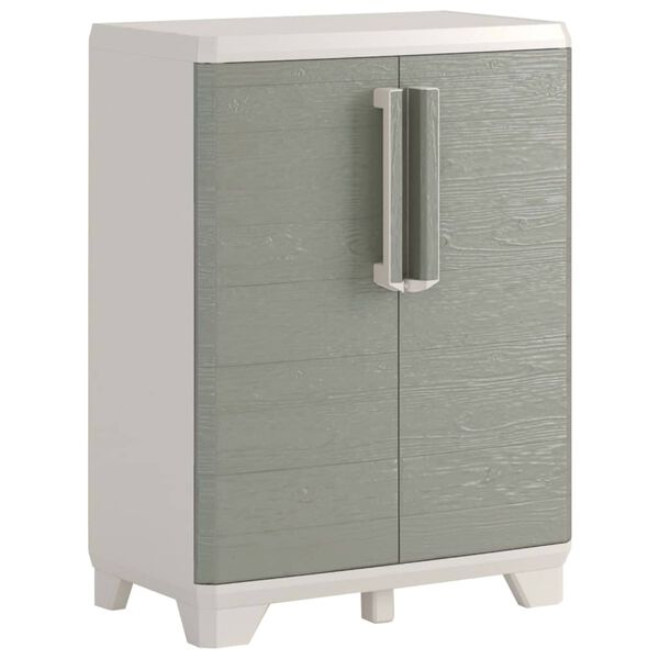 Keter Armoire de rangement basse de jardin Cr&egrave;me et taupe 97 cm