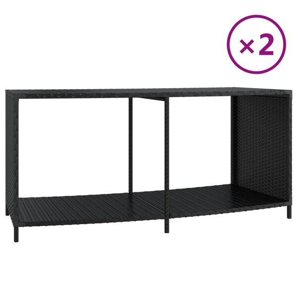 vidaXL Étagères de rangement 2 pcs noir résine tressée
