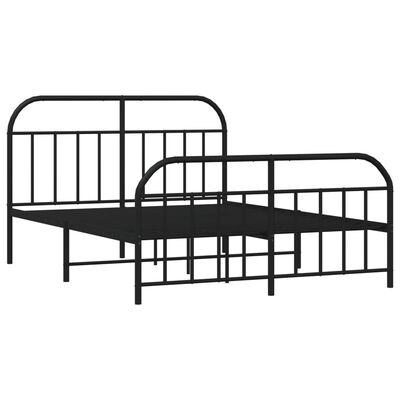 vidaXL Cadre de lit métal sans matelas avec pied de lit noir 135x190cm