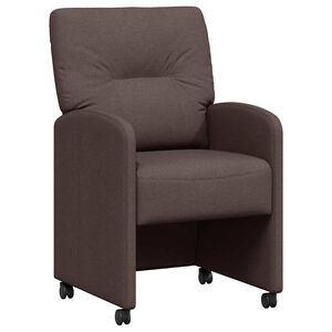 vidaXL Chaises de Salle &agrave; Manger avec Roues 2 pcs Marron fonc&eacute;