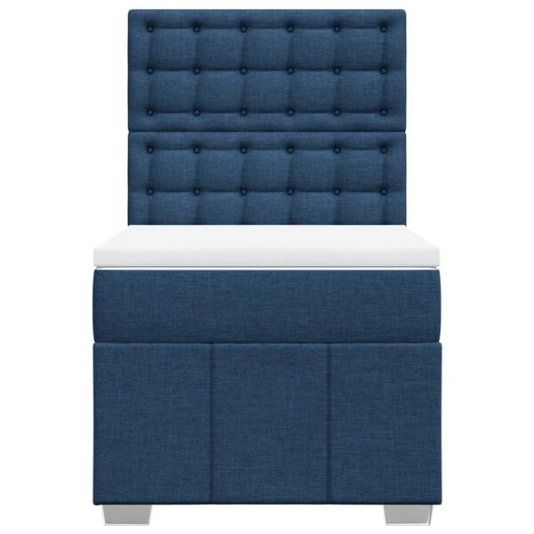 vidaXL Sommier &agrave; lattes de lit avec matelas Bleu 100x200 cm Tissu