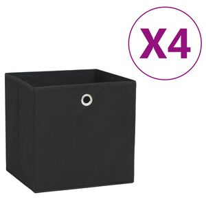 vidaXL Bo&icirc;tes de rangement 4 pcs Tissu intiss&eacute; 28x28x28 cm Noir