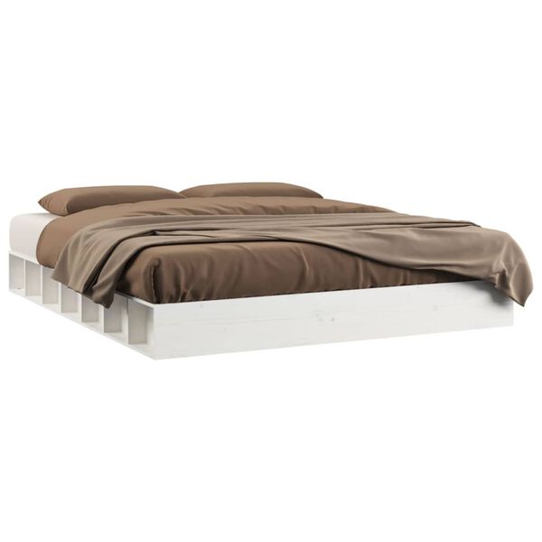 vidaXL Cadre de lit sans matelas blanc 200x200 cm bois massif