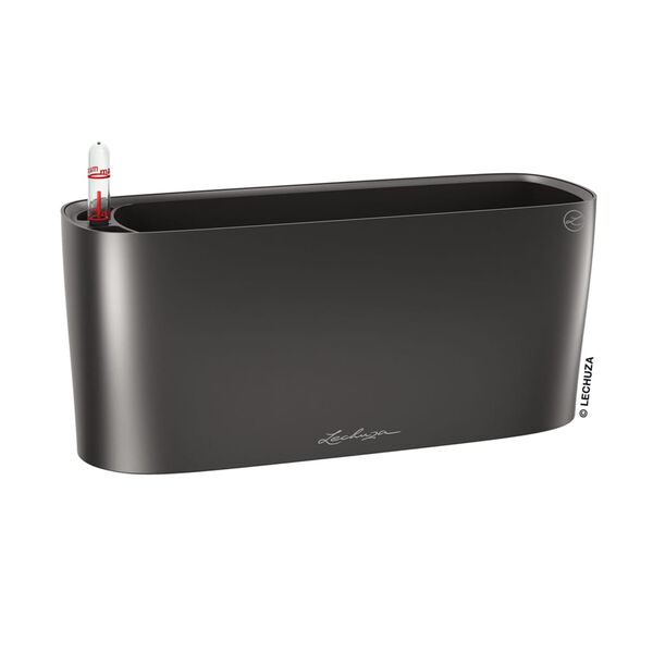LECHUZA Jardini&egrave;re DELTA 10 ALL-IN-ONE Charbon m&eacute;tallique