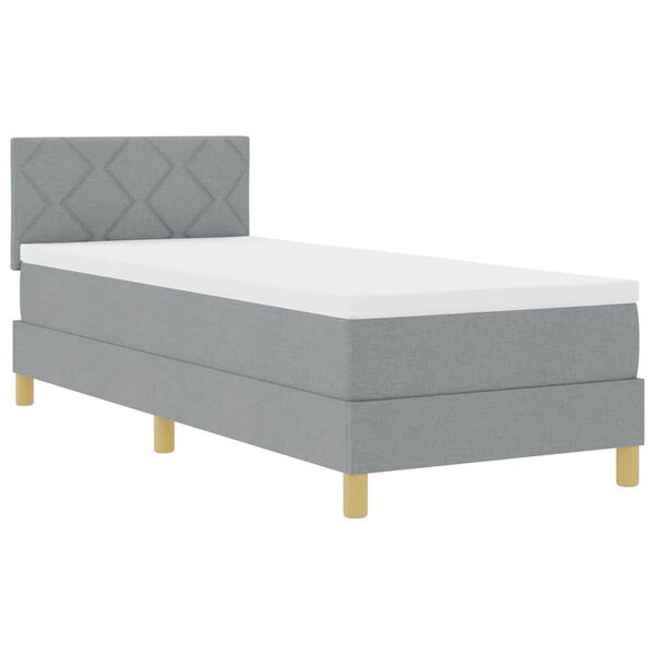 vidaXL Lit &agrave; ressort LED avec matelas Gris clair 80 x 200 cm tissu