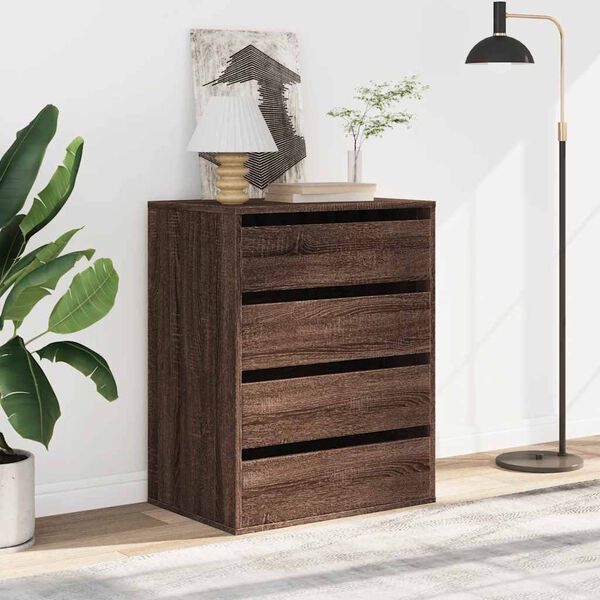 vidaXL Commode d'angle ch&ecirc;ne marron 60x41x76 cm bois d'ing&eacute;nierie