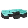 vidaXL Ensemble de canap&eacute; de jardin avec coussin 9 pcs Noir Poly rotin