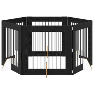 vidaXL Portillon pour chien avec supports 6 pcs Ch&ecirc;ne noir 80 x 80 cm