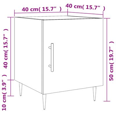 vidaXL Table de chevet blanc 40x40x50 cm bois d’ingénierie