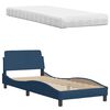 vidaXL Lit avec matelas bleu 90x190 cm tissu