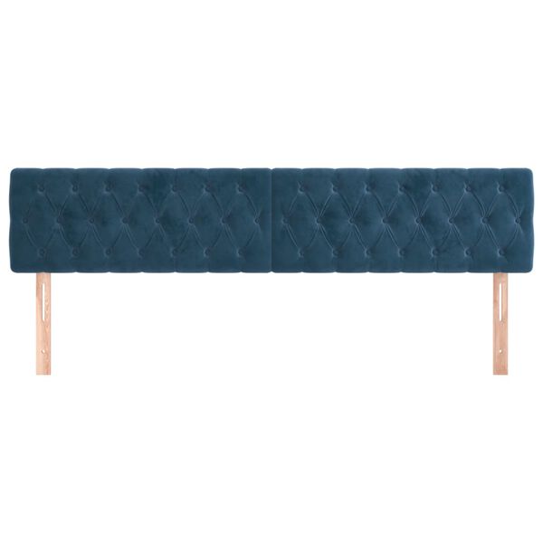 vidaXL T&ecirc;tes de lit 2 pcs Bleu fonc&eacute; 100x7x78/88 cm Velours