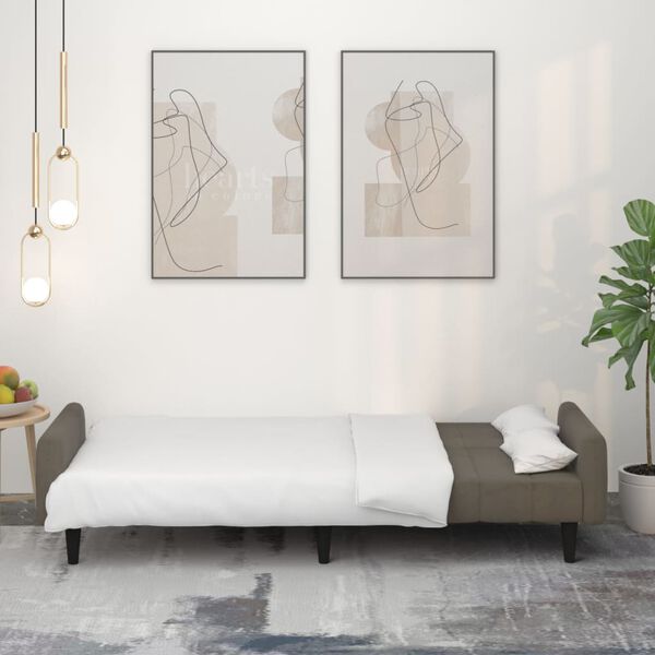 vidaXL Canap&eacute;-lit &agrave; 2 places Gris fonc&eacute; Tissu microfibre