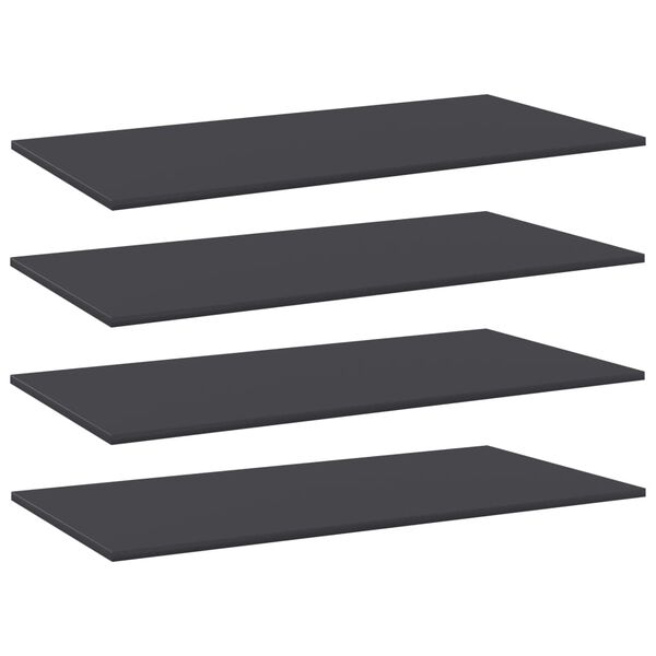 vidaXL Panneaux de biblioth&egrave;que 4 pcs Gris 80x30x1,5 cm Agglom&eacute;r&eacute;