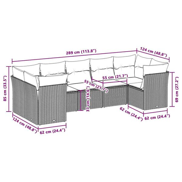 vidaXL Salon de jardin avec coussins 7 pcs gris clair r&eacute;sine tress&eacute;e