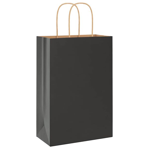 vidaXL Sacs en papier 50 pcs avec poign&eacute;es noir 21x11x31 cm