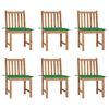 vidaXL Chaises de jardin lot de 6 avec coussins Bois de teck massif