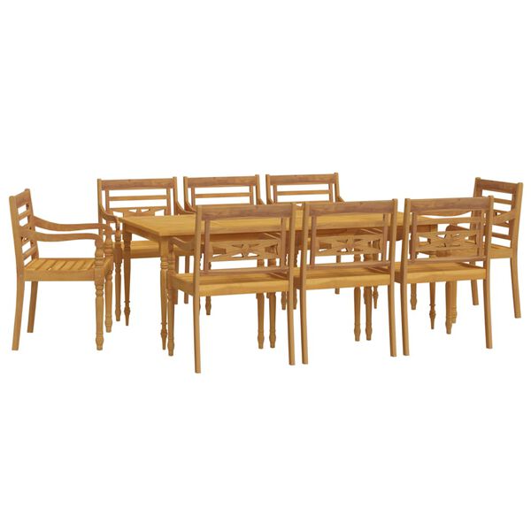 vidaXL Ensemble &agrave; manger de jardin 9 pcs Bois de teck solide