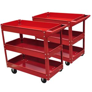 vidaXL Chariot &agrave; outils d'atelier avec 3 &eacute;tag&egrave;res 2 pcs