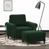 vidaXL Fauteuil avec repose-pied Vert fonc&eacute; 60 cm Velours