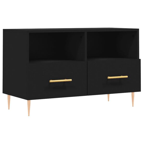 vidaXL Meuble TV Noir 80x36x50 cm Bois d'ing&eacute;nierie