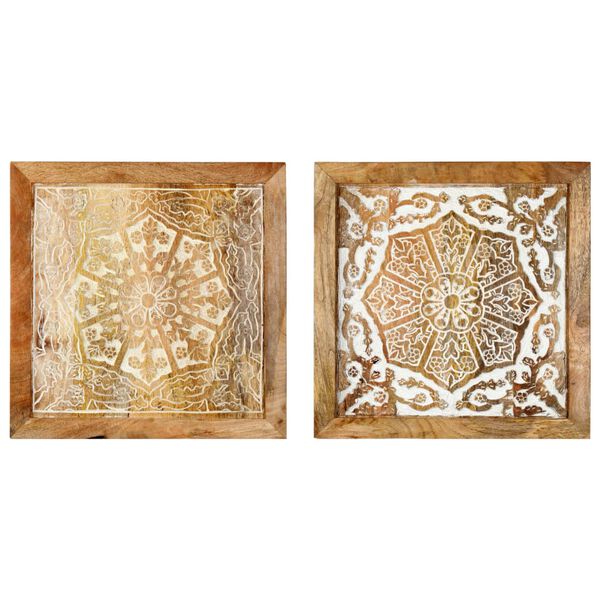 vidaXL Panneaux muraux 2 pcs Bois de manguier solide 40x40x1,5 cm