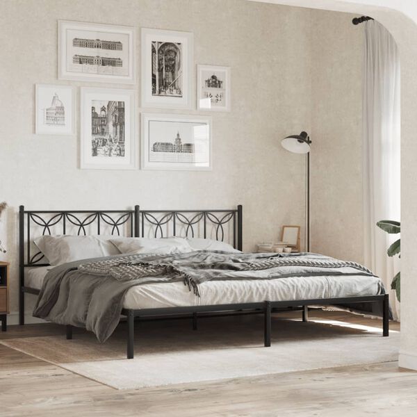 vidaXL T&ecirc;te de lit m&eacute;tal noir 193 cm