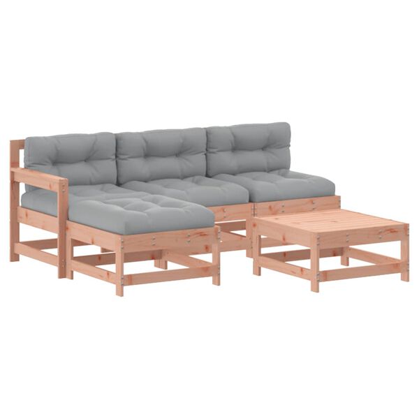 vidaXL Salon de jardin 5 pcs avec coussins bois massif douglas