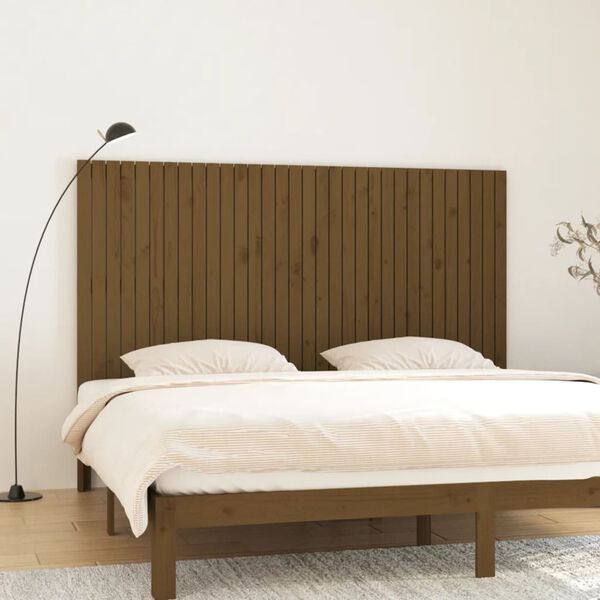 vidaXL T&ecirc;te de lit murale Marron miel 204x3x110 cm Bois massif de pin