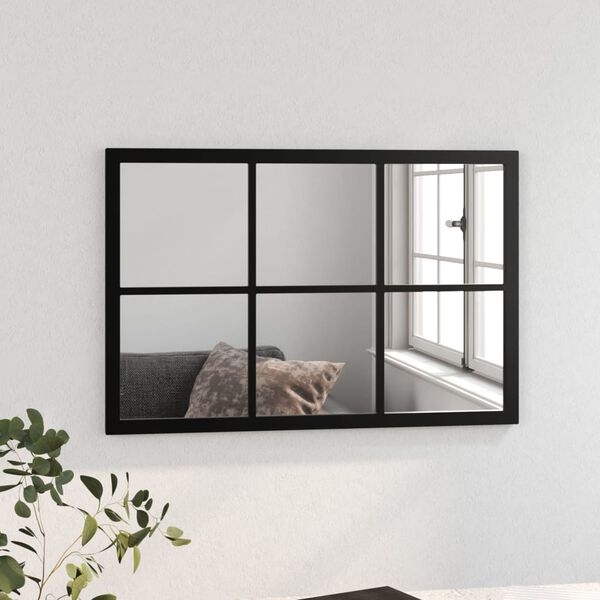 vidaXL Miroir mural noir 60x40 cm m&eacute;tal