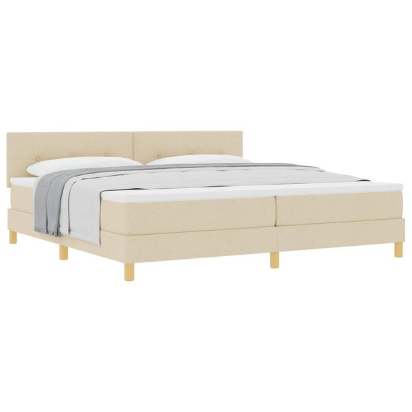 vidaXL Lit &agrave; ressorts avec coussin Cr&egrave;me 200 x 200 cm tissu