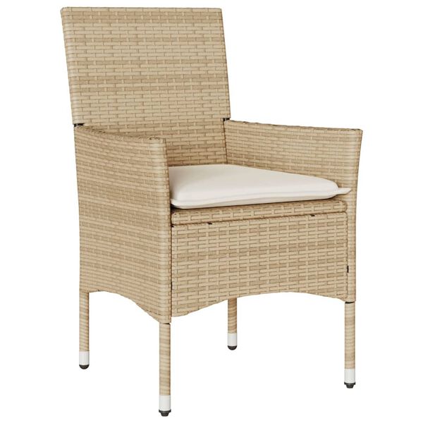 vidaXL Ensemble &agrave; manger de jardin et coussins 3pcs beige rotin acacia