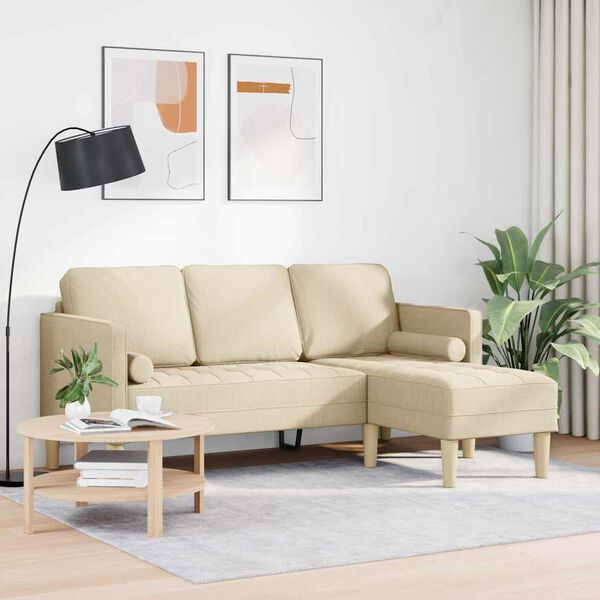 vidaXL Ensemble de Canap&eacute;s avec coussin Cr&egrave;me Polyester