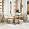 vidaXL Ensemble de canap&eacute; de jardin 9 pcs Beige polyrotin