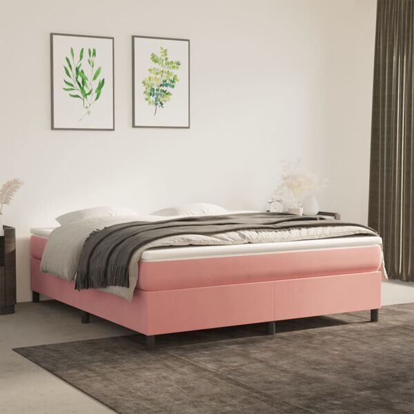 vidaXL Cadre de lit rose 160x200 cm velours