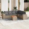 vidaXL Salon de jardin avec coussins 7 pcs beige r&eacute;sine tress&eacute;e