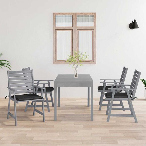 vidaXL Chaises &agrave; manger d'ext&eacute;rieur et coussins lot de 4 Acacia massif