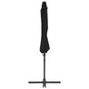 vidaXL Parasol de jardin en porte-&agrave;-faux avec m&acirc;t en acier noir 300 cm