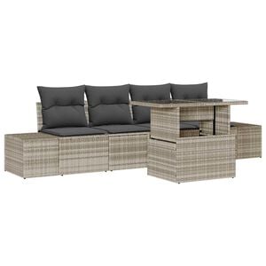 vidaXL Ensemble de Canap&eacute;s avec coussin 5 pcs Gris clair polyrotin