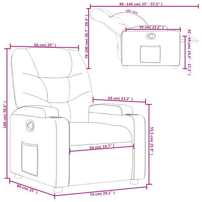 vidaXL Fauteuil inclinable Gris Similicuir