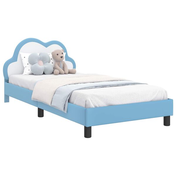 vidaXL Cadre de lit avec t&ecirc;te de lit Bleu 80 x 200 cm PU