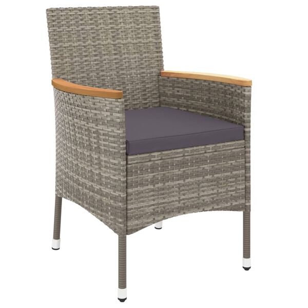 vidaXL Ensemble &agrave; manger de jardin 9 pcs coussins gris r&eacute;sine tress&eacute;e