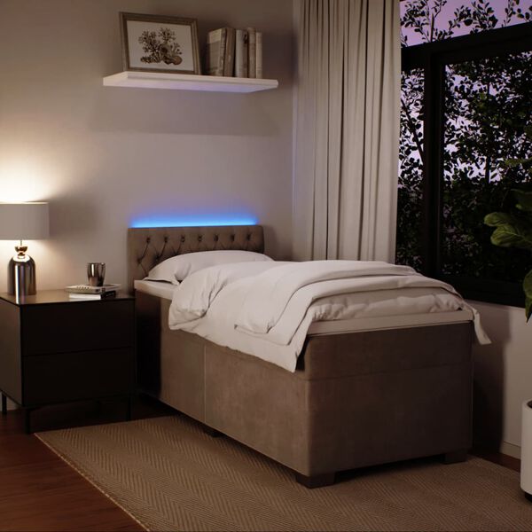 vidaXL Sommier &agrave; lattes de lit et matelas Gris clair 90x190 cm Velours