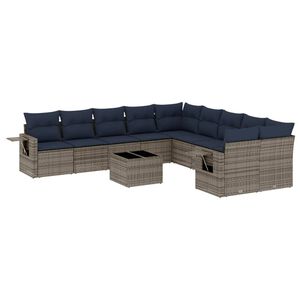 vidaXL Ensemble de canap&eacute; de jardin 11 pcs avec coussins gris