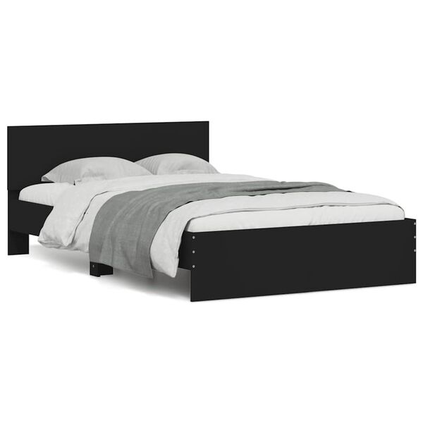 vidaXL Cadre de lit avec t&ecirc;te de lit et LED noir 140x200 cm