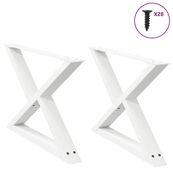vidaXL Pieds de table basse 2 pi&egrave;ces Blanc 70 x (42-43,3) cm Acier